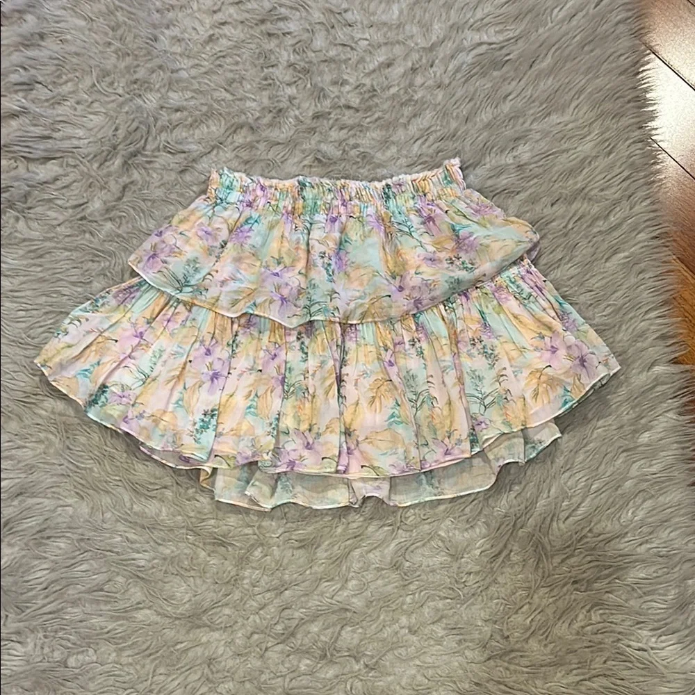 Loveshackfancy lago di‎ como floral print ruffle cotton skirt